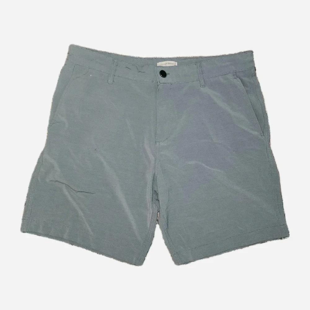 Men's‎ Hudson & Barrow Sz 34 Tech Stretch Shorts Pockets Zip-Fly Gray